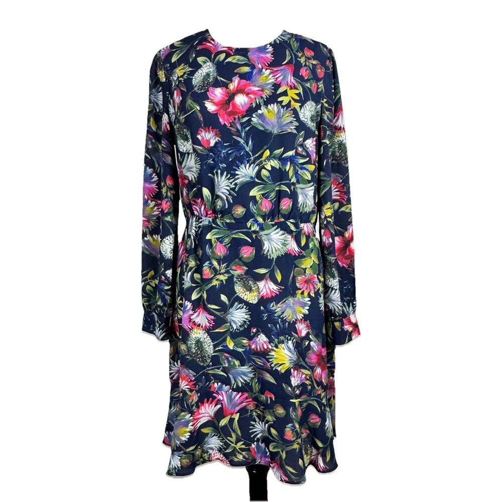 J.CREW Lined Flouncy Hem Shirred Dress Sz 8 Painted Floral Print Fit And Flare